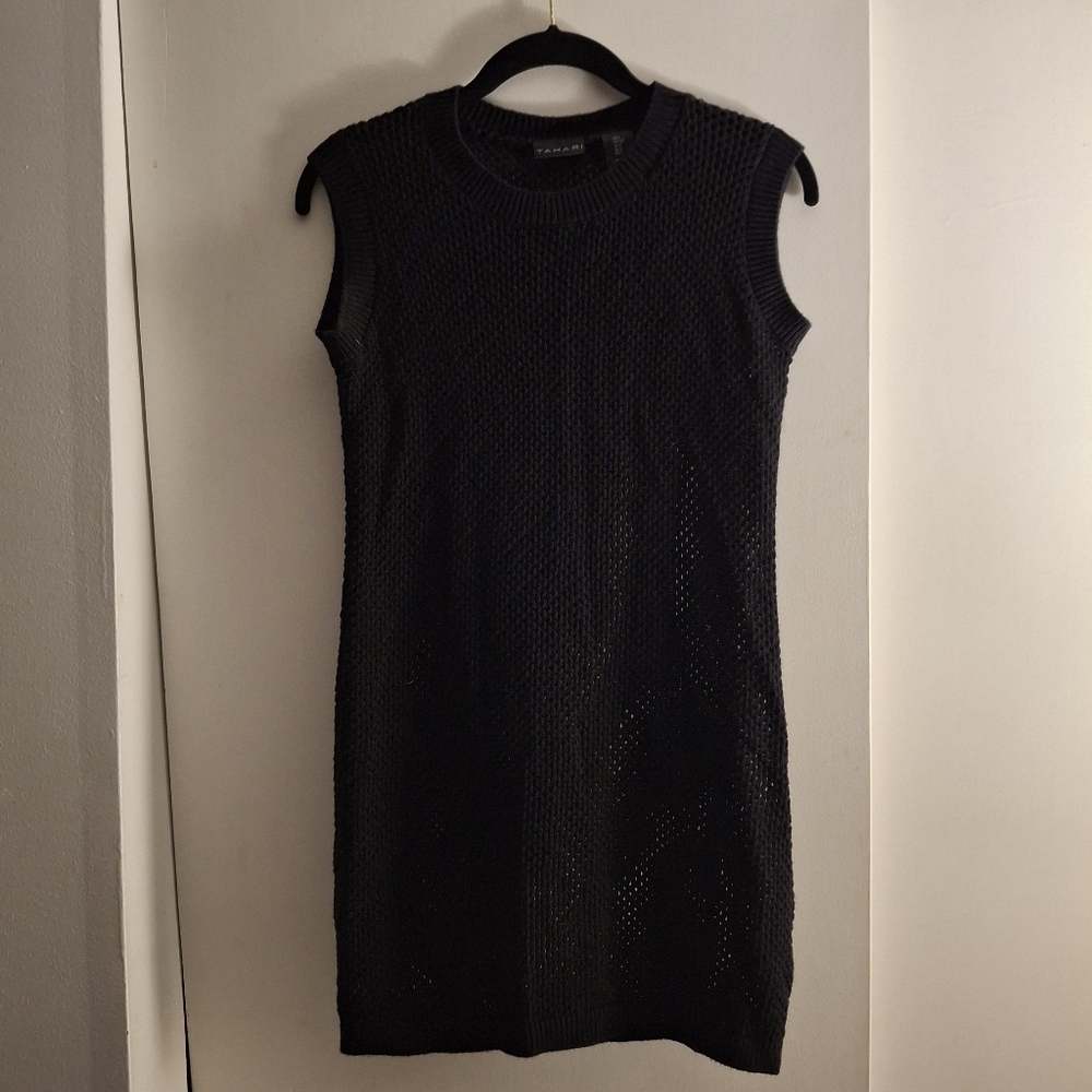 Tahari Women's Black Sleeveless Open Weave Tank Top